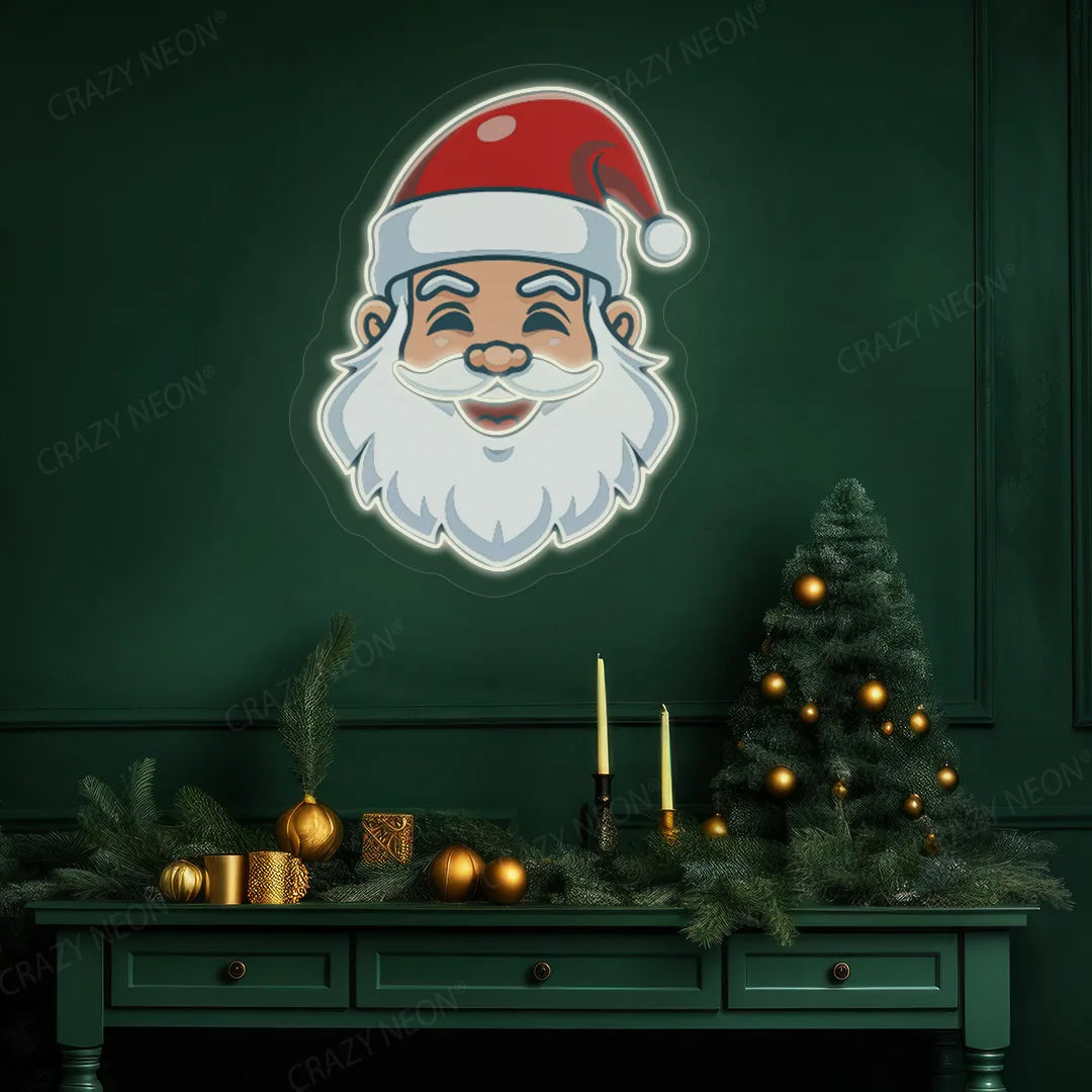 Santa Head Neon Artwork | warmwhite