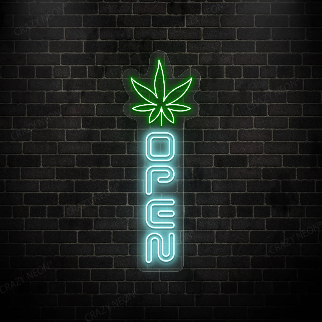 Weed Leaf Open Sign