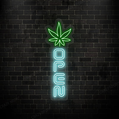 Weed Leaf Open Sign | Iceblue