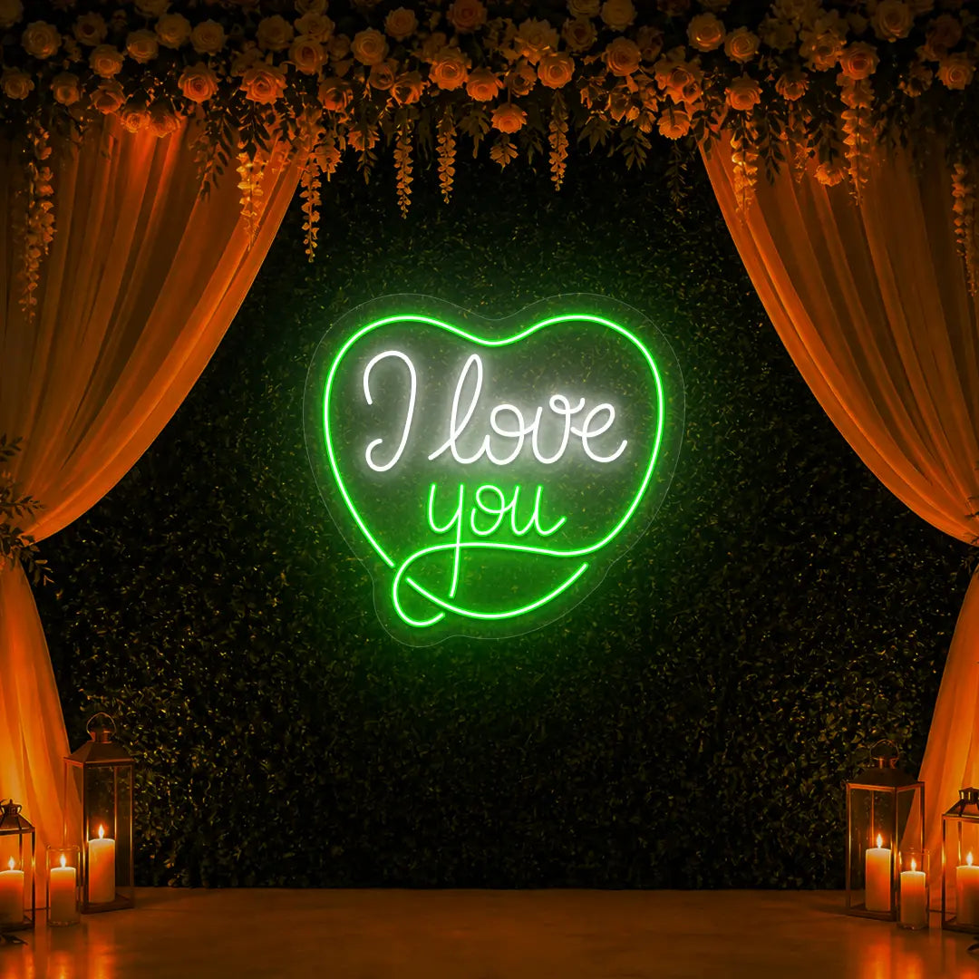 I Love You Forever Neon Sign in Green color
