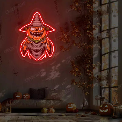 Pumpkin Witch Neon Artwork | Red