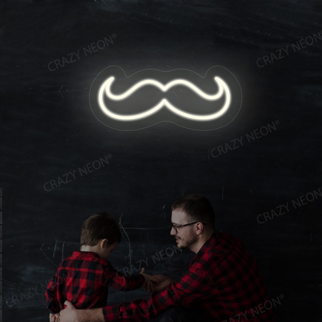 Moustache Neon Sign | White