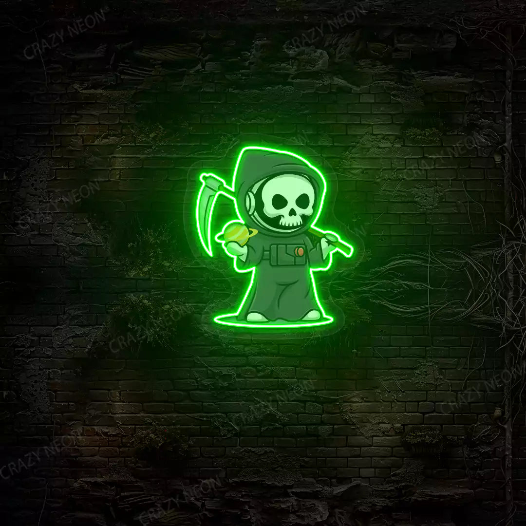 Astronaut Grim Reaper Neon Artwork | Green