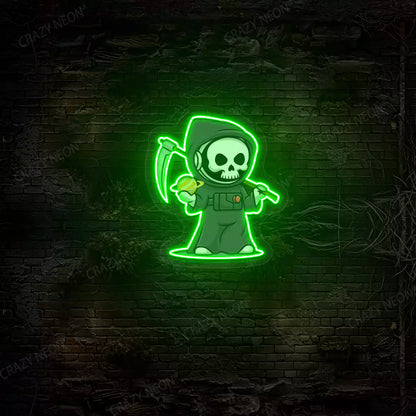 Astronaut Grim Reaper Neon Artwork | Green