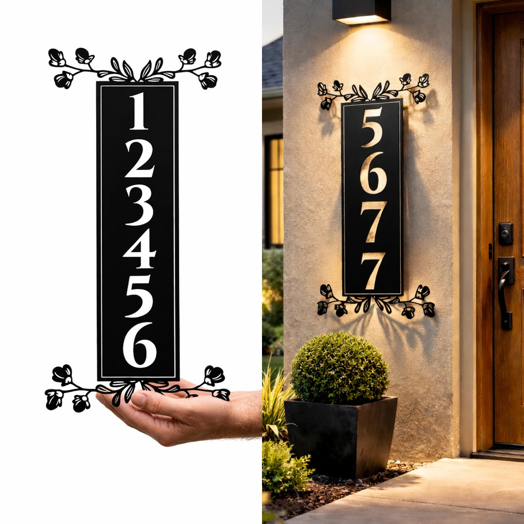 Metal Vertical House Number Sign