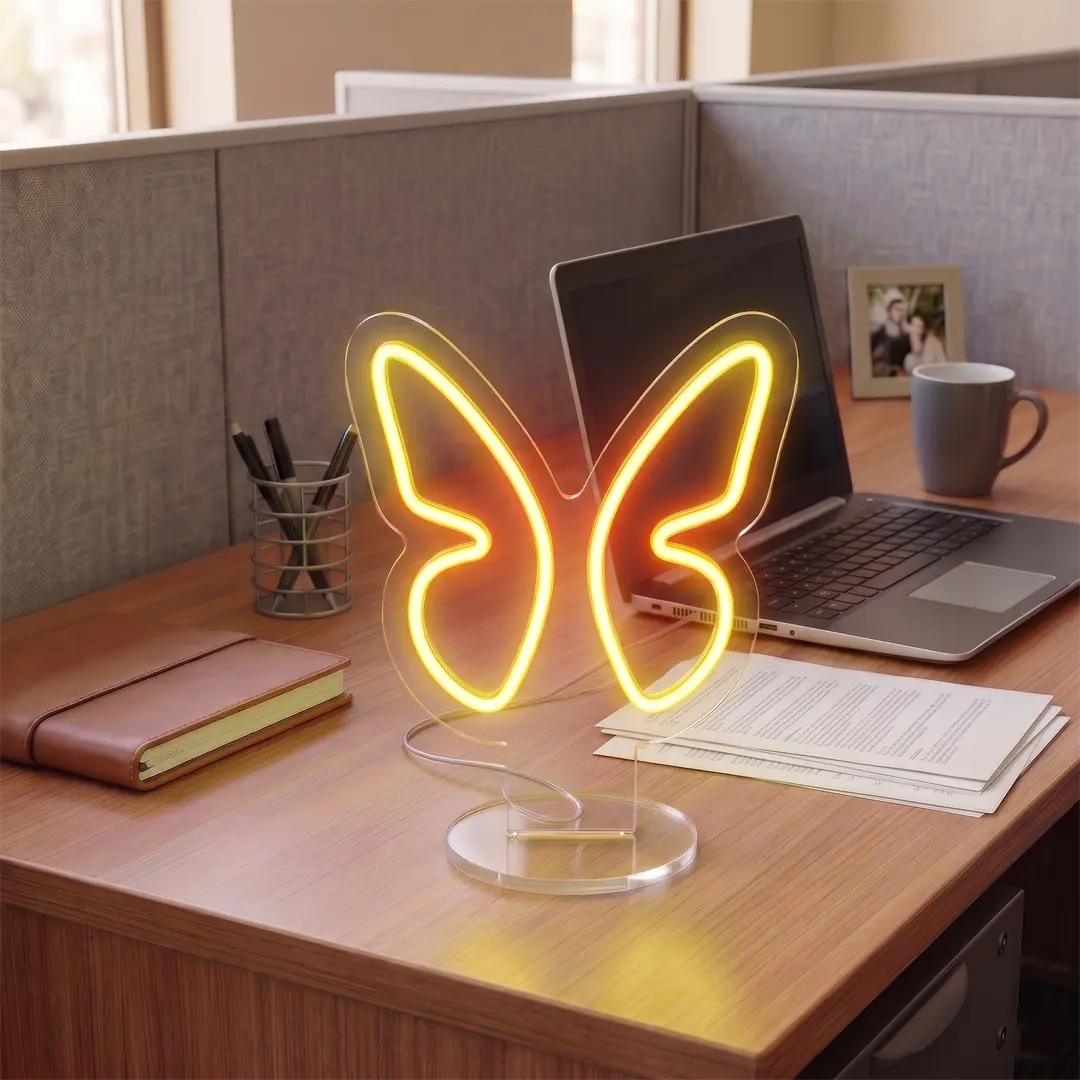 Butterfly Mini Neon Sign in Yellow color