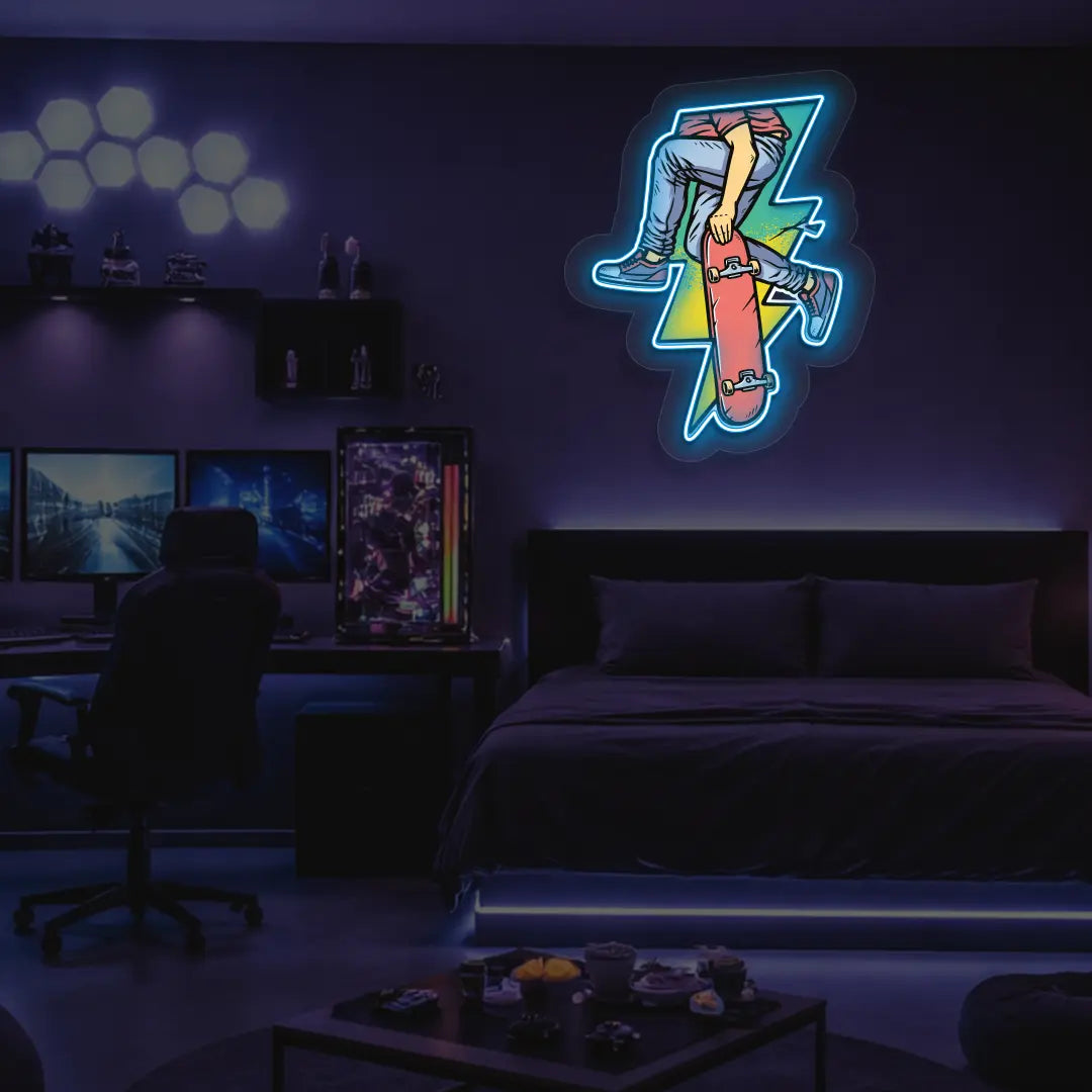 Skate Bolt Neon Artwork in Iceblue color