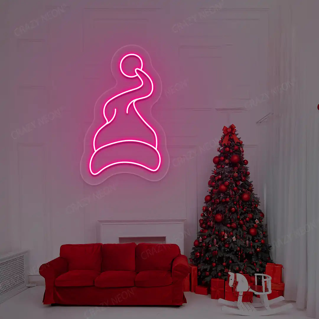 Santa Hat Neon Sign | Pink