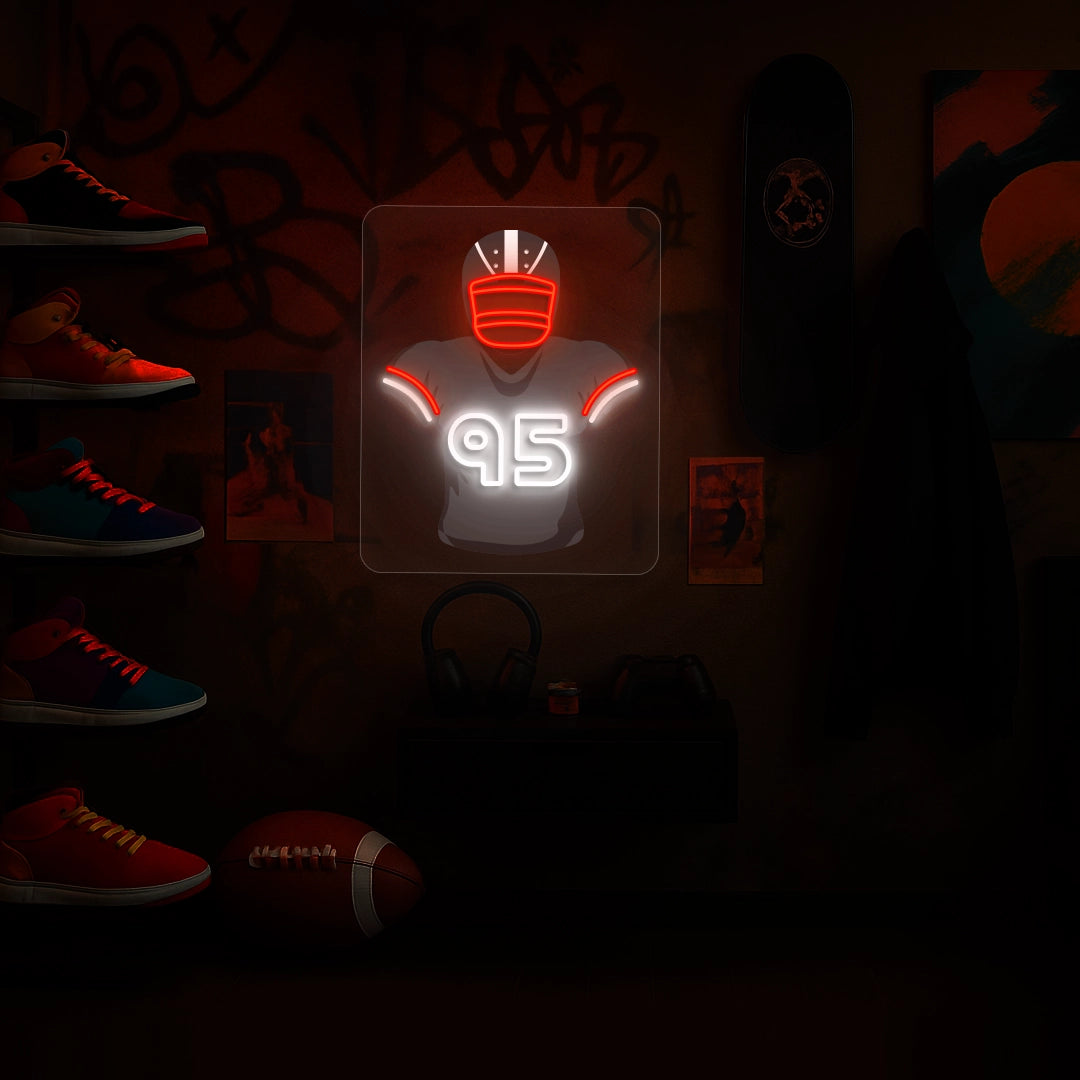 Cleveland Garrett 95 Jersey Football Neon Artwork