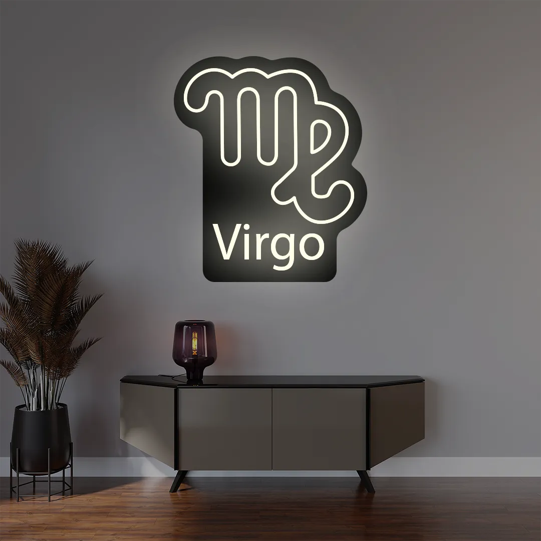 Virgo zodiac symbol custom warm white neon sign