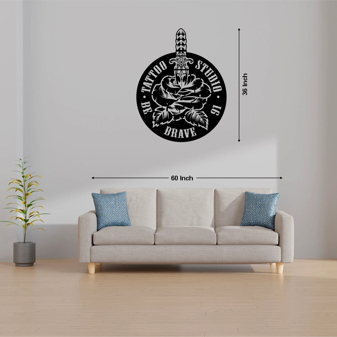 Rose Dagger Tattoo Studio Custom Metal Monogram size reference