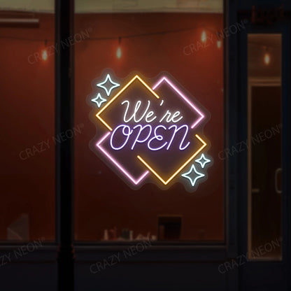 We're Open Neon Sign - Multicolor | Purple