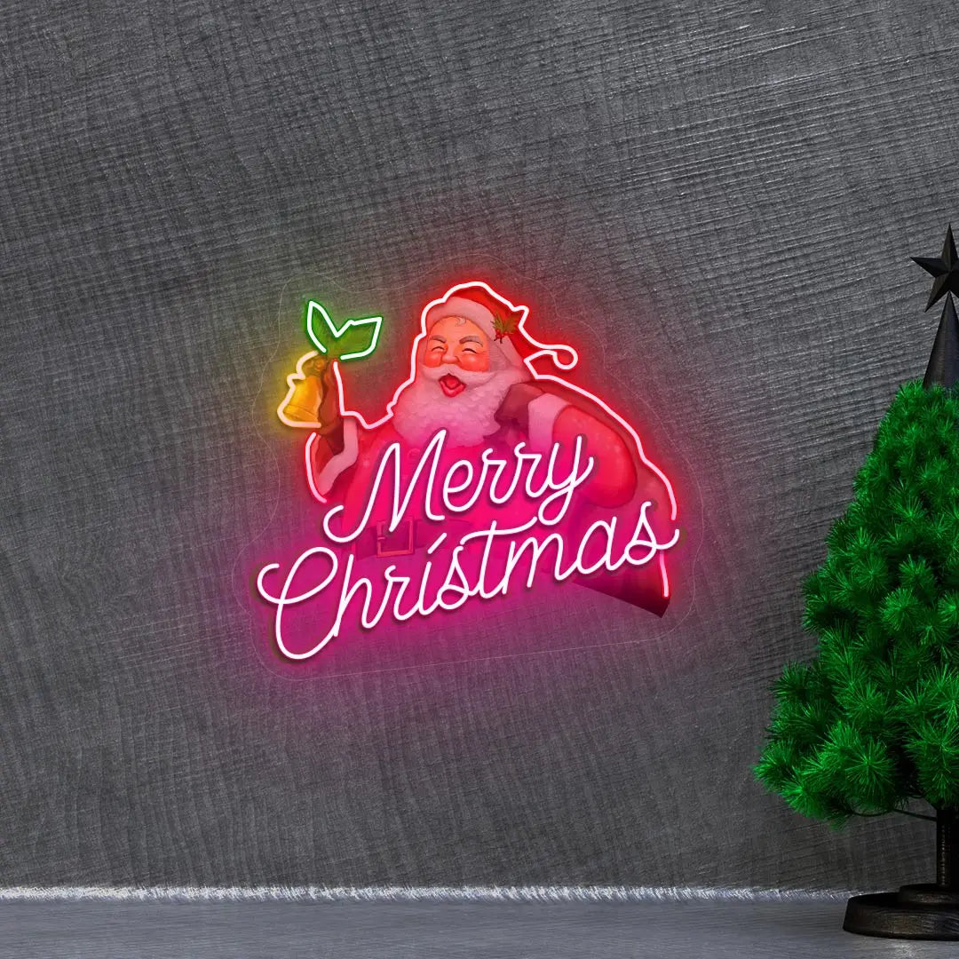 Merry Christmas Neon Artwork | Pink