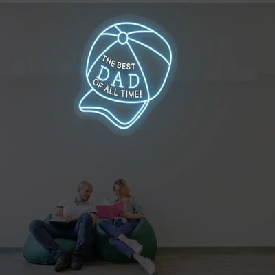 Cap Neon Sign with “The Best DAD of All Time” Text | Iceblue