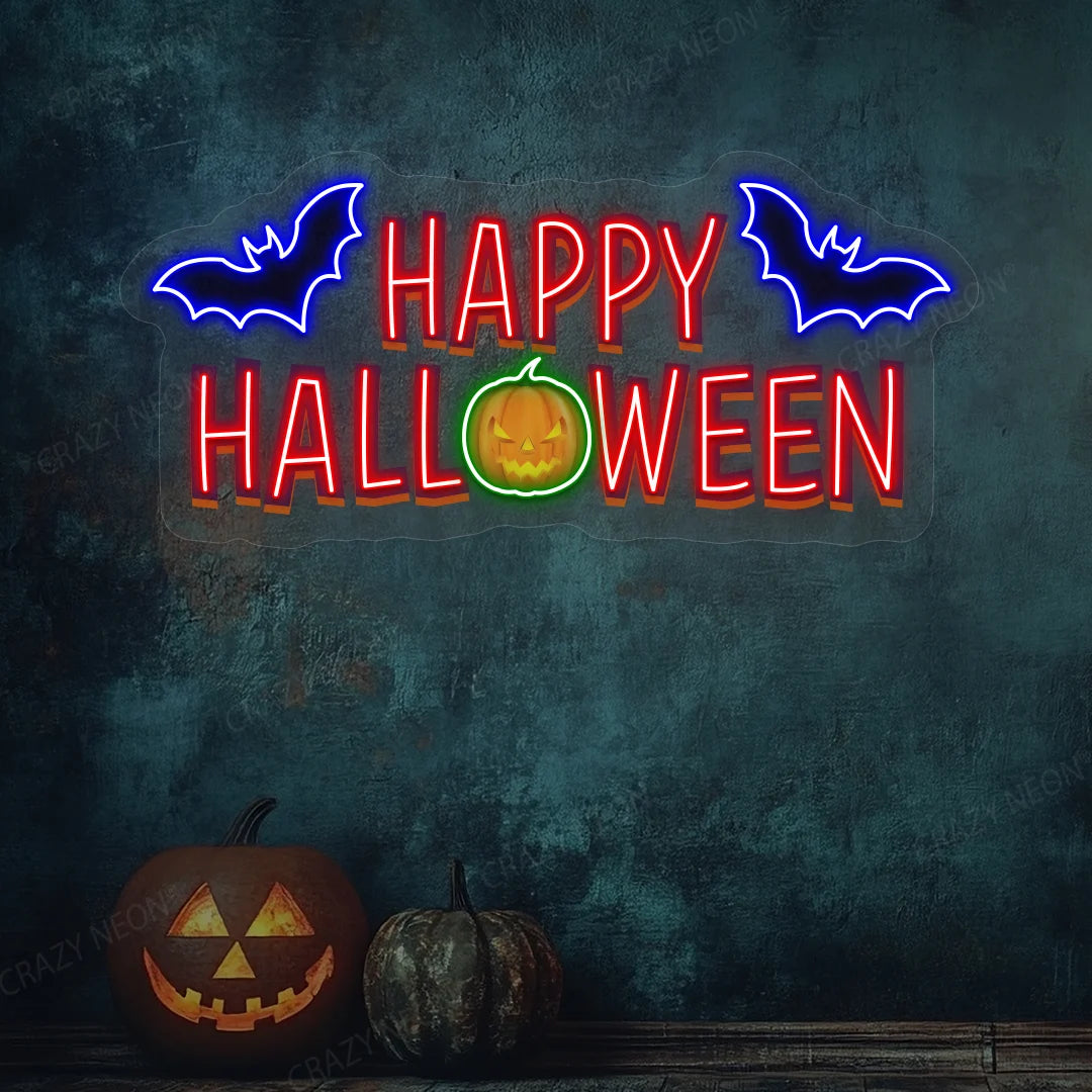 Happy Halloween Neon Artwork | red