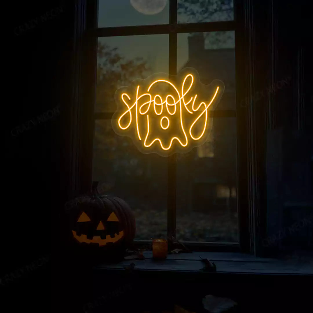 Spooky Ghost Neon Sign | Orange