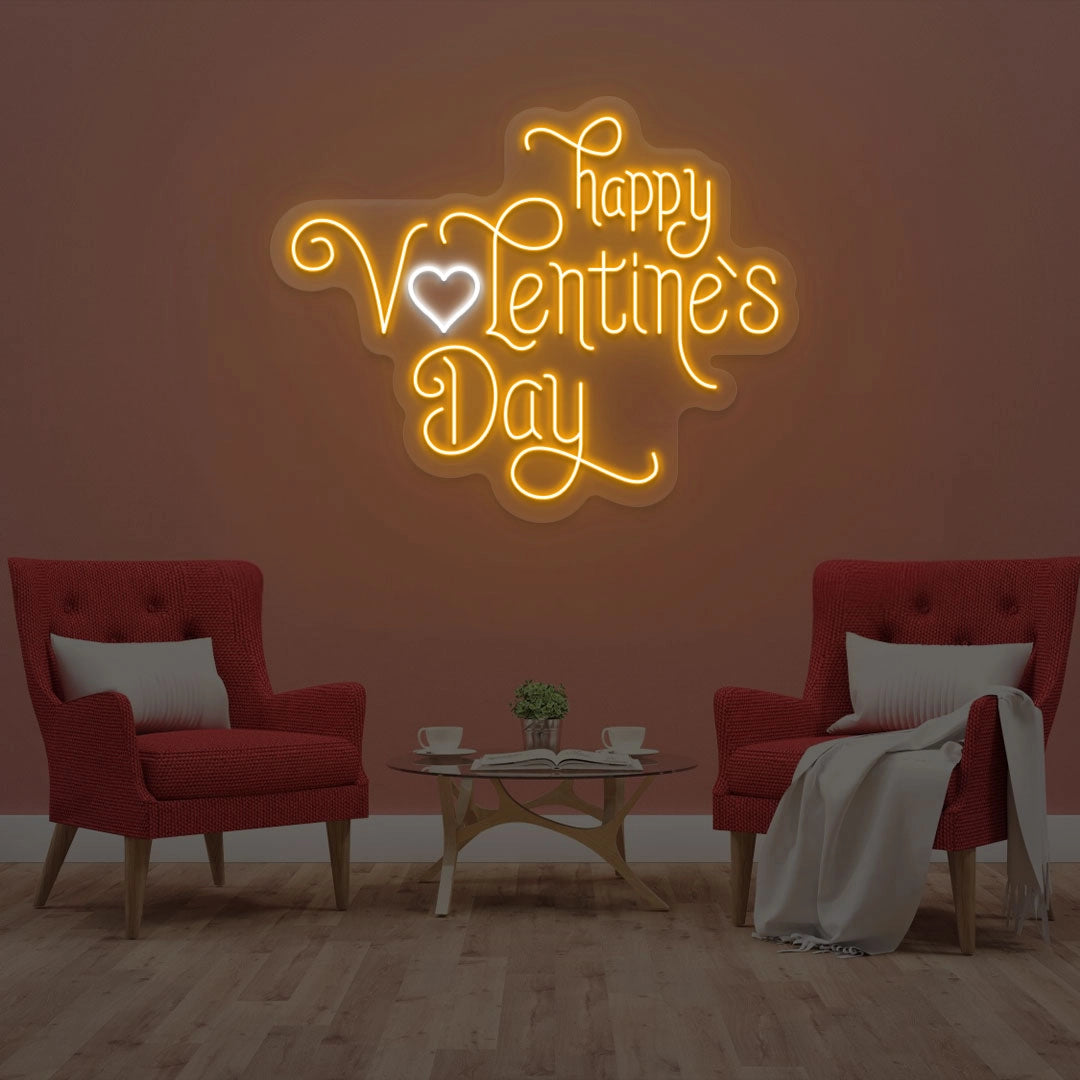 Happy valentine Day Heart Neon Sign | orange 