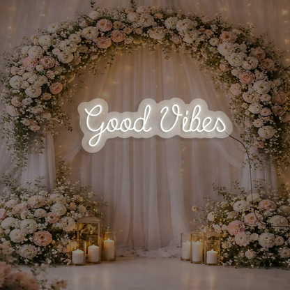 Good Vibes Neon Sign in warmwhite color