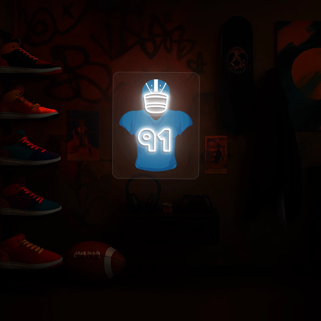 Indianapolis Tuimoloau 91 Jersey Football Neon Artwork