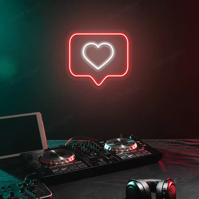 Like Heart Neon Sign in Red Color Mounted on a wall 
