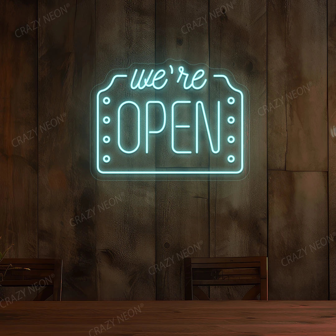 We're Open Neon Sign | Iceblue