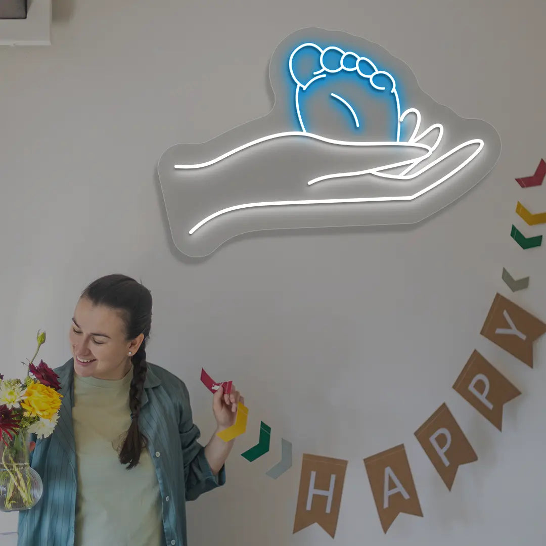 A Mother’s Touch Neon Sign in Iceblue color