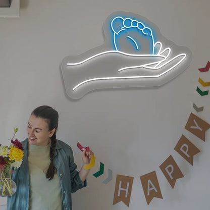 A Mother’s Touch Neon Sign in Iceblue color