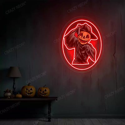 Pumpkin Reaper Neon Artwork | Red