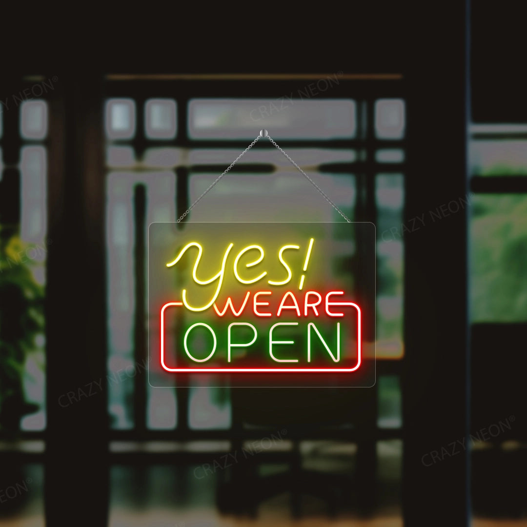 Yes We are Open Neon Sign | Green