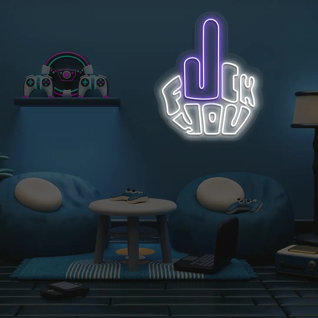 F*ck You Neon Artwork in Purple color