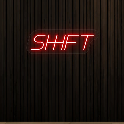 red shift vintage neon sign mounted on a wall