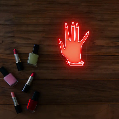 Nail Game Strong Neon Artwork in Red Color
