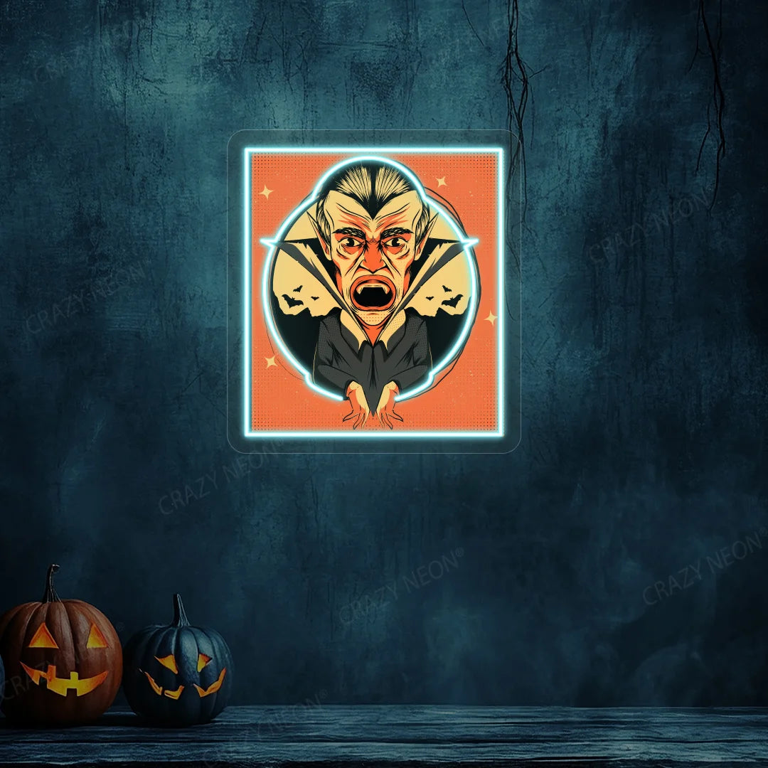 Dracula Halloween Neon Artwork | Iceblue