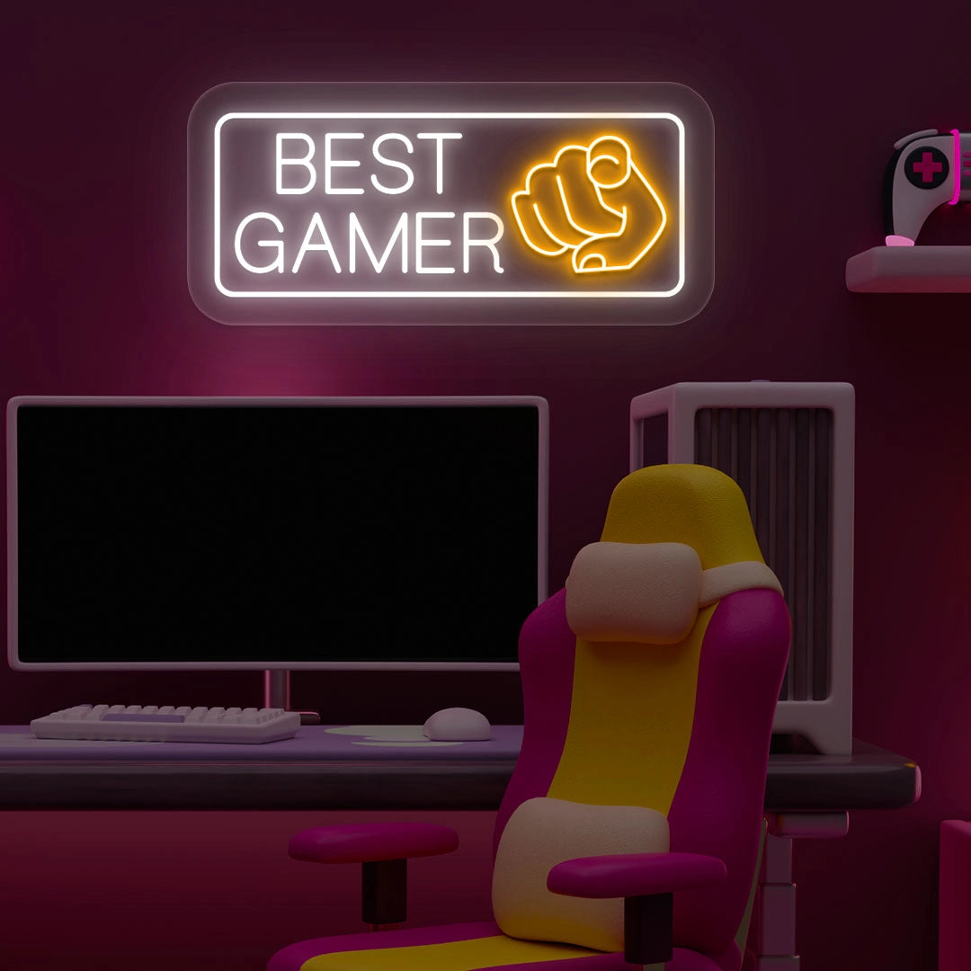 Best Gamer Neon Sign | White