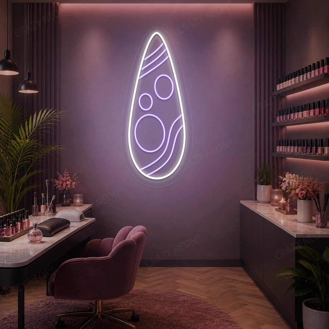 Mystic Wave Nail Neon Sign in Purple color