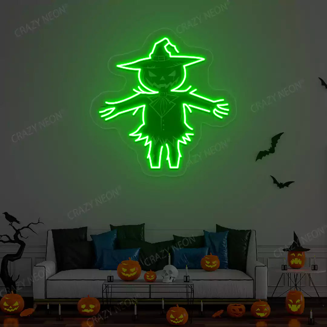 Haunted Scarecrow Neon Artwork | Green