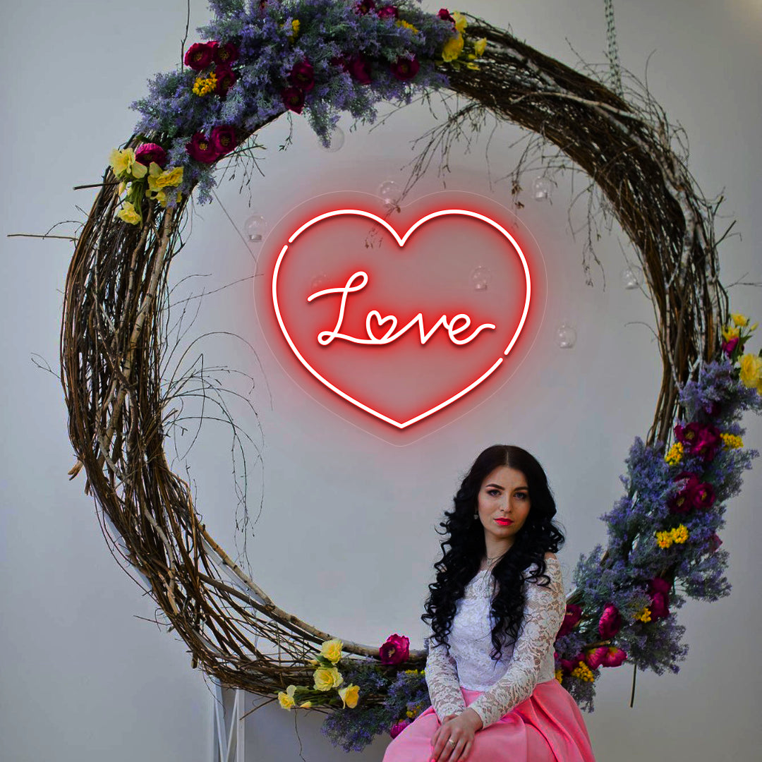 Heartfelt Love Neon Sign in Red color
