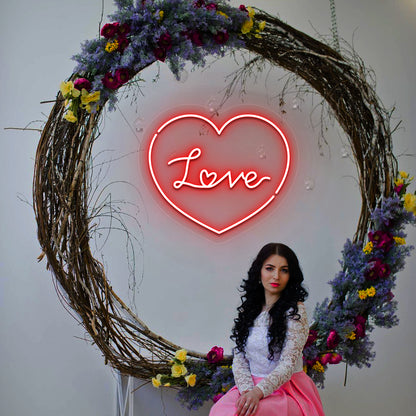 Heartfelt Love Neon Sign in Red color