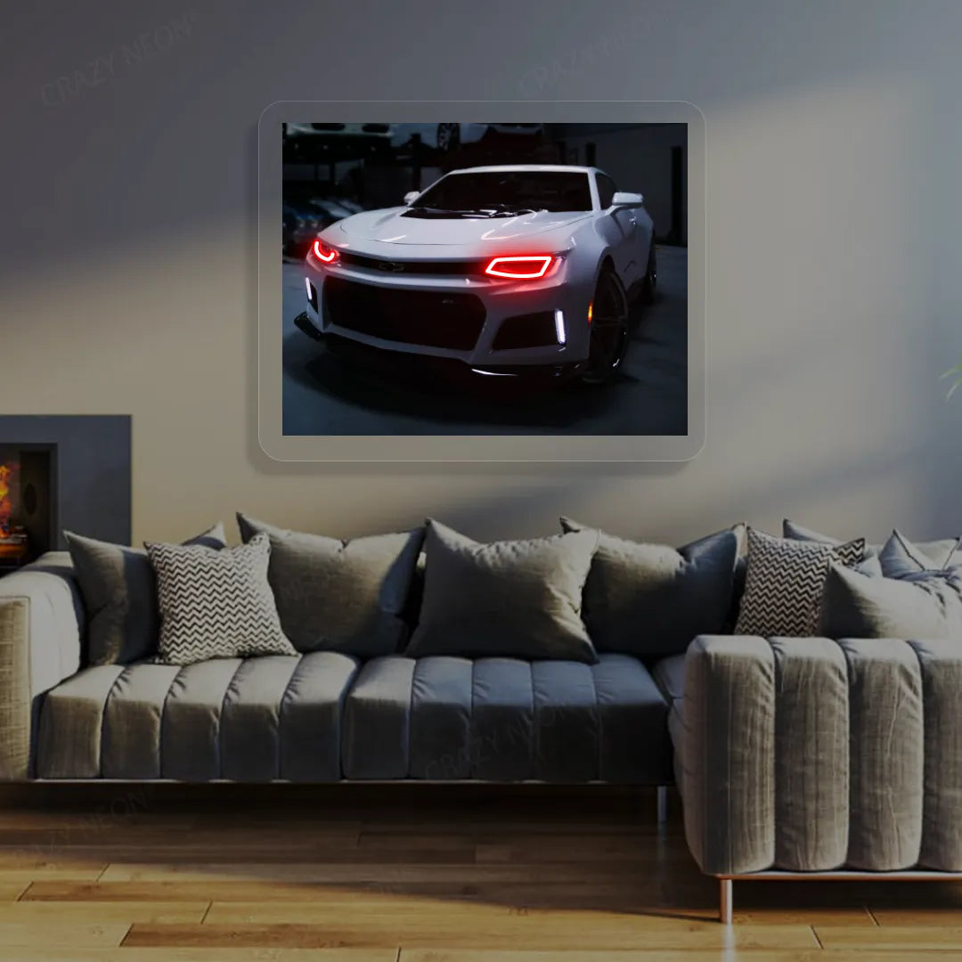 Chevy Camaro Headlight Neon Artwork | Red