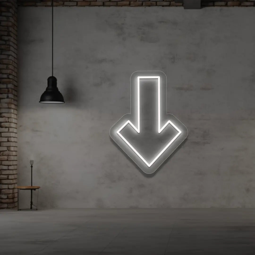 Downward Geometric arrow in green White