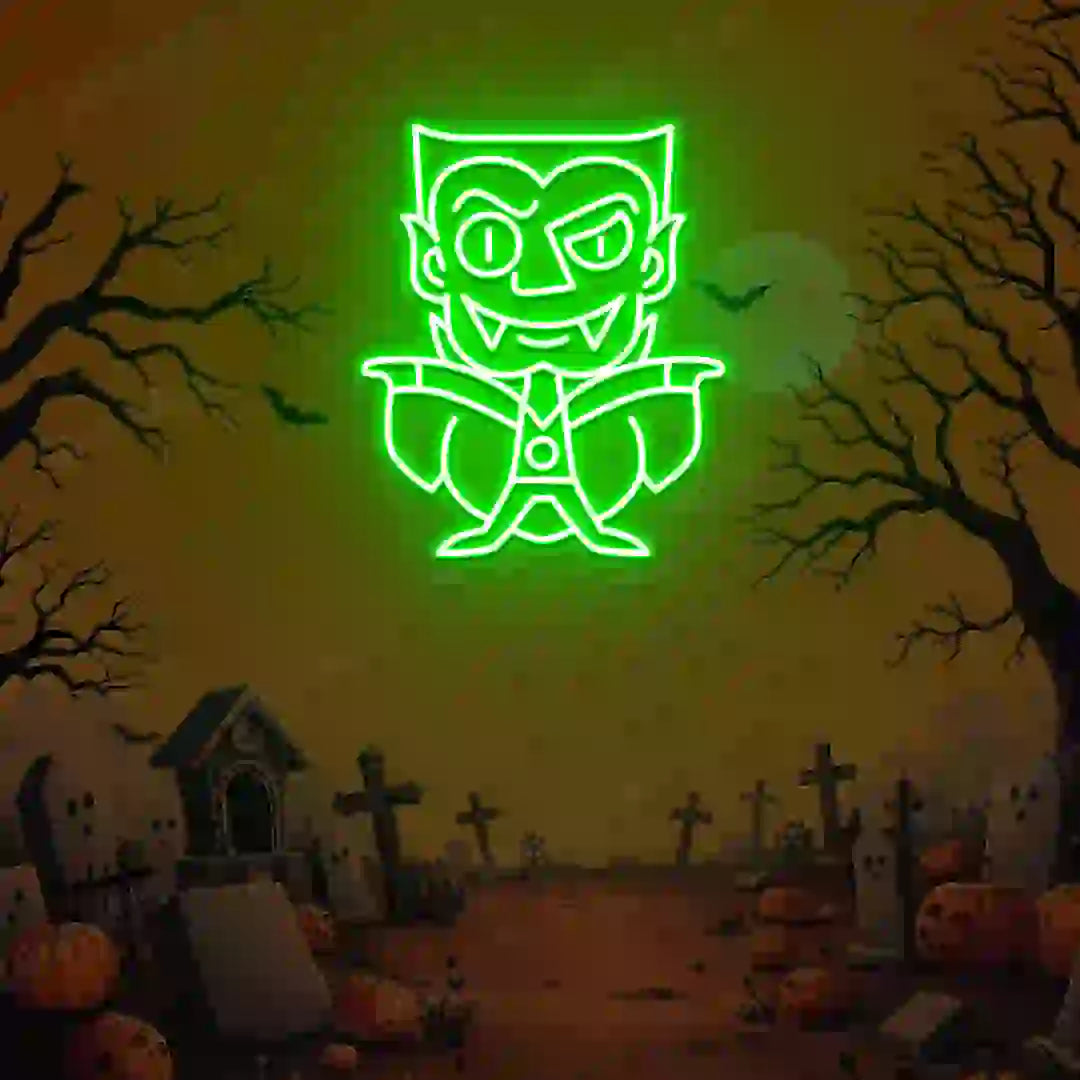 Chibi Vampire Neon Sign | Green