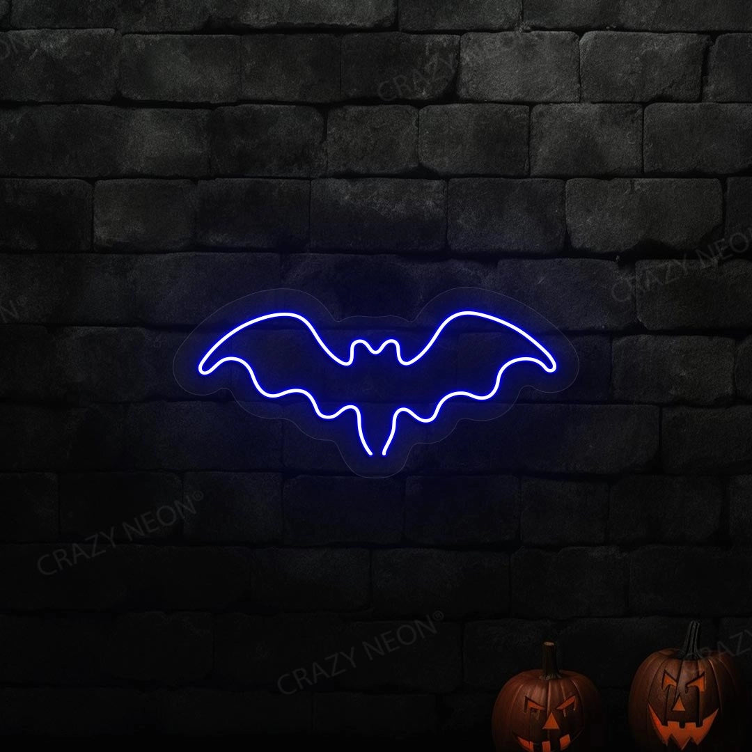 Halloween Bat Neon Sign | Blue 