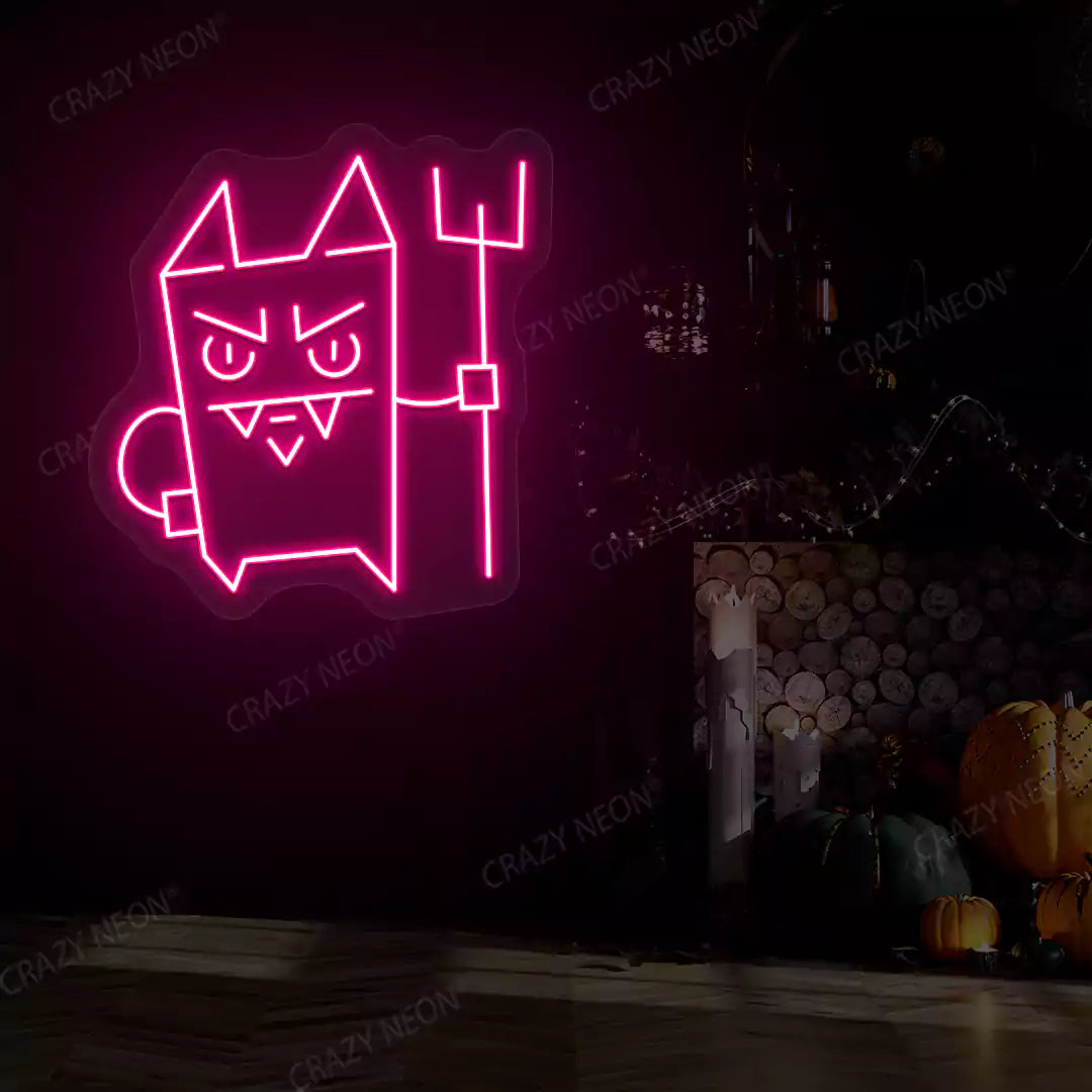 Devil Cat Neon Sign | Pink