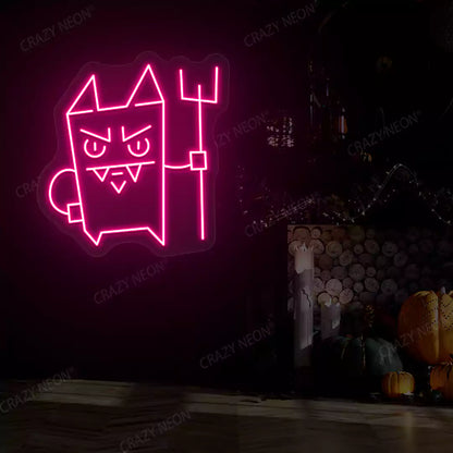 Devil Cat Neon Sign | Pink