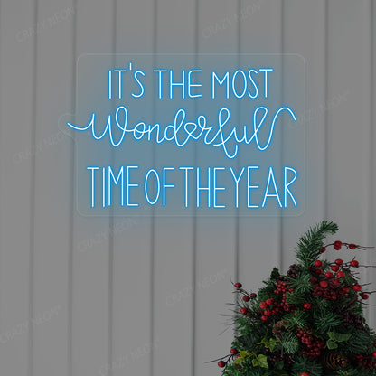 It's The Most Wonderful Time Of The Year Neon Sign | Ice Blue 