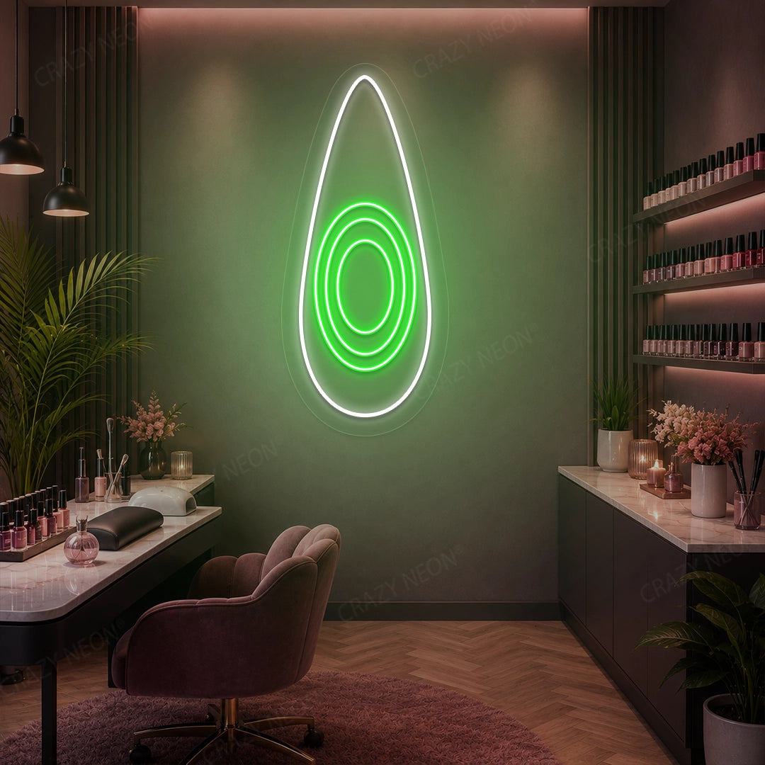 Velvet Oval Nail Neon Sign in Green color