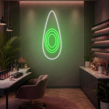 Velvet Oval Nail Neon Sign in Green color