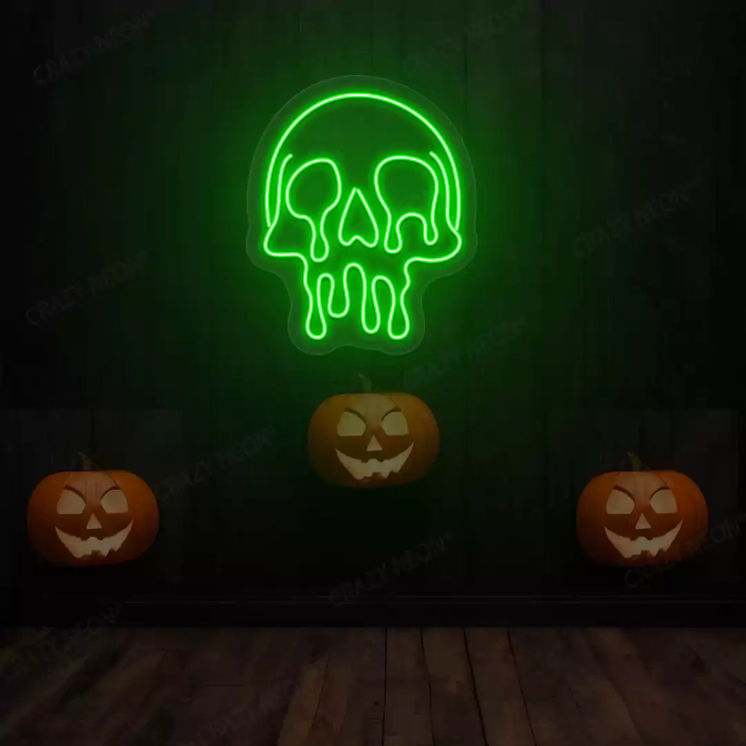 Melting Skull Neon Sign | Green