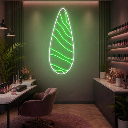 Silhouette Nail Neon Sign in Green color