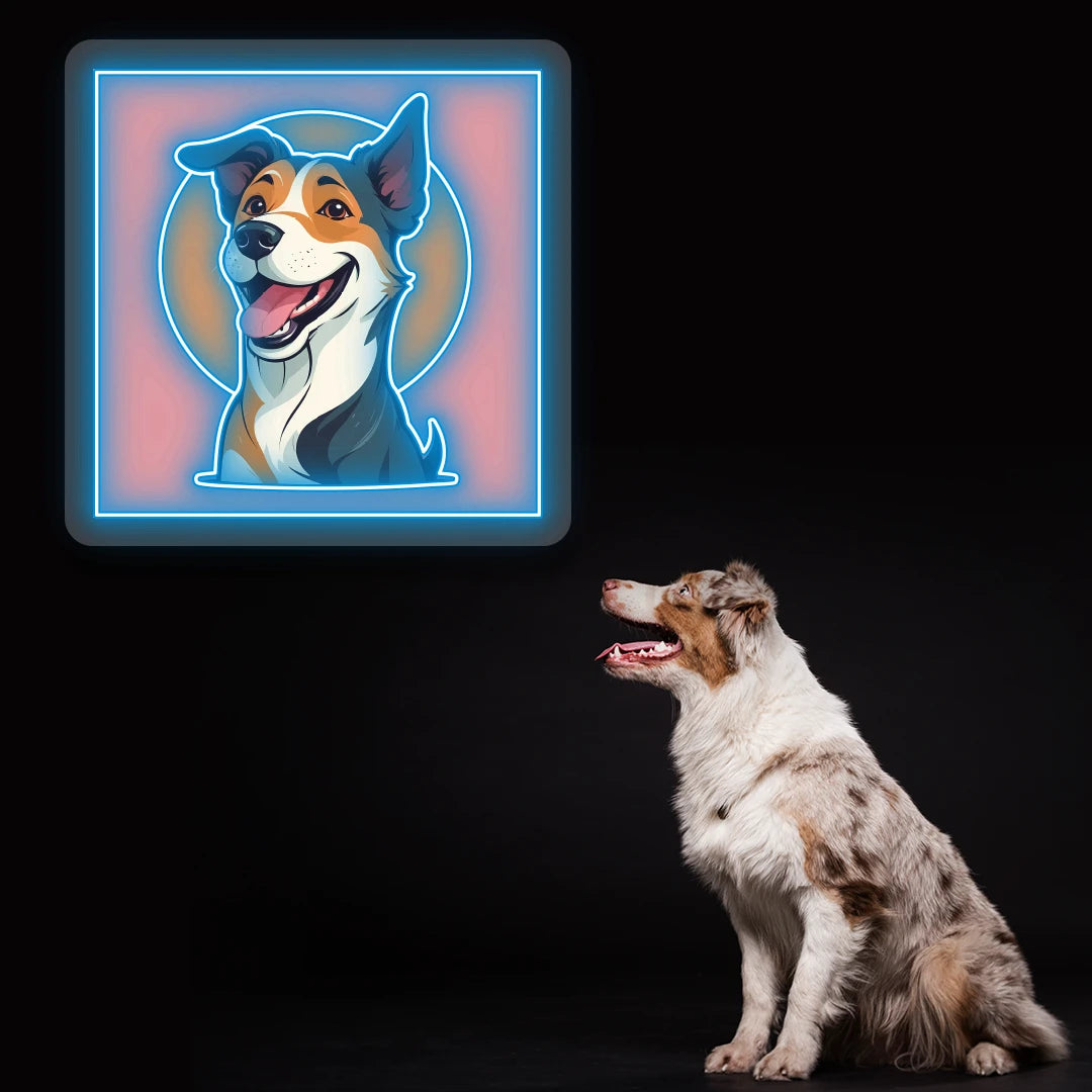 Happy Aussie Halo Neon Artwork in Iceblue LED